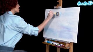 Ryan Keely bob ross cosplayban festés óráján megvadul a méretes cicis milf